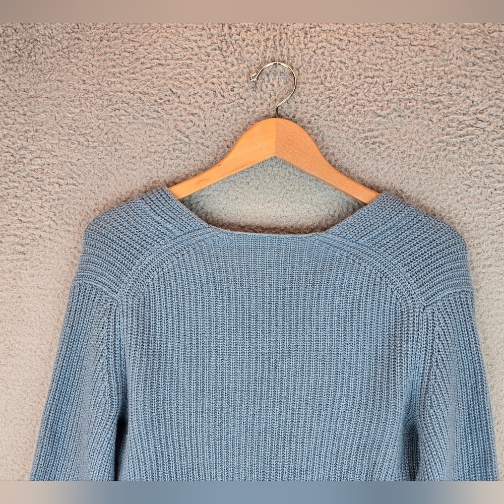 Vince Womens Sweater Sz S Wool-Cashmere Blend Soft Cozy Pull Shaker Stitch Blue - Picture 9 of 11